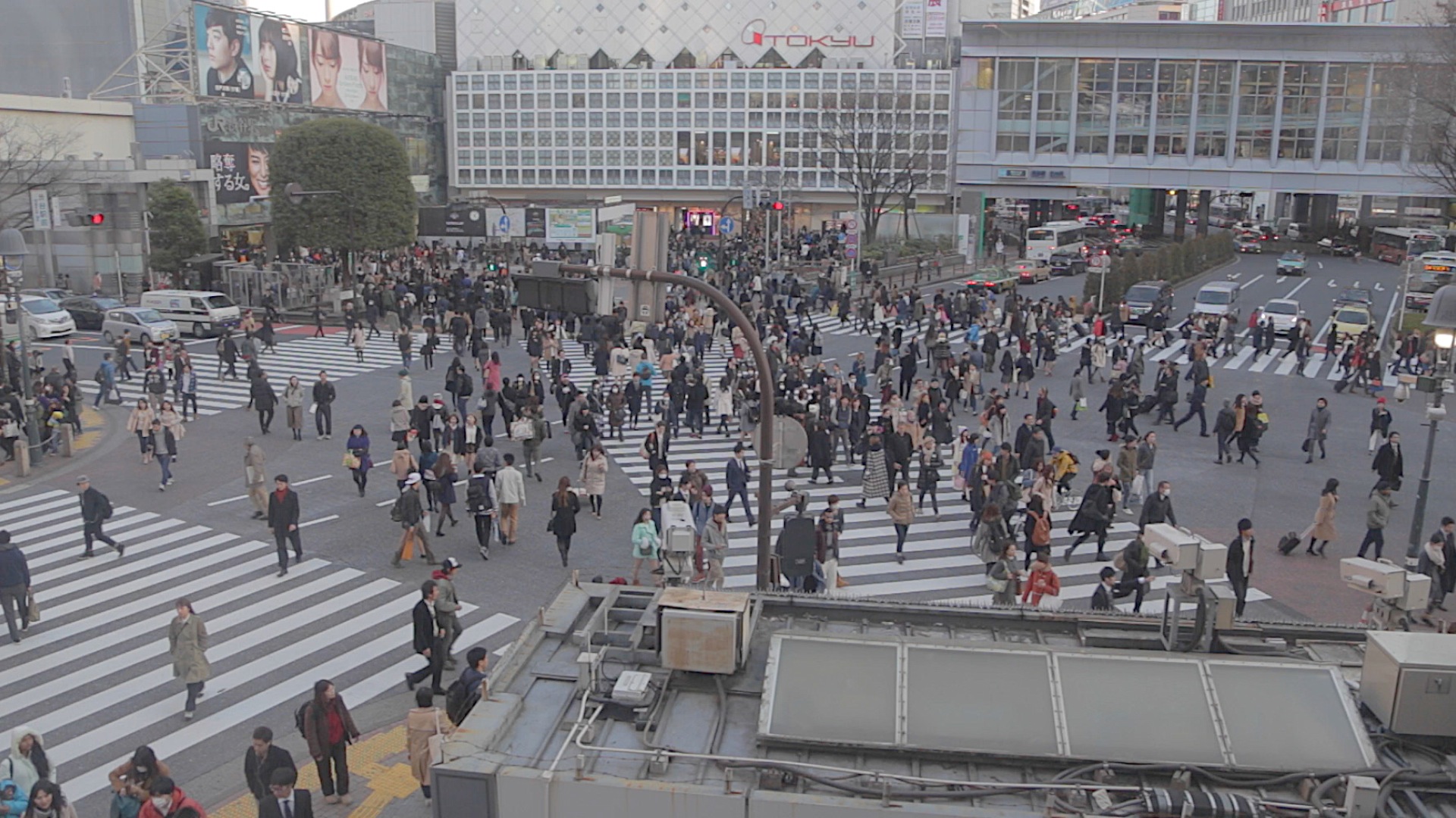 Shibuya scramble crossing with crowds