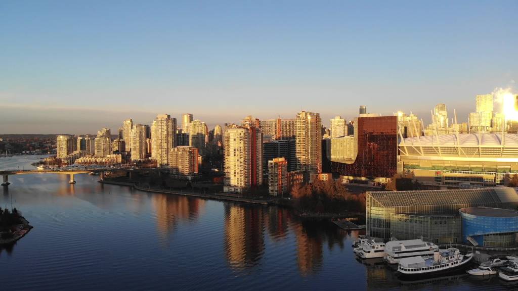 Aerial view of Olympic Village, Vancouver, BC