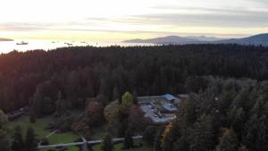 Aerial view of Stanley Park pavilion, Vancouver, BC