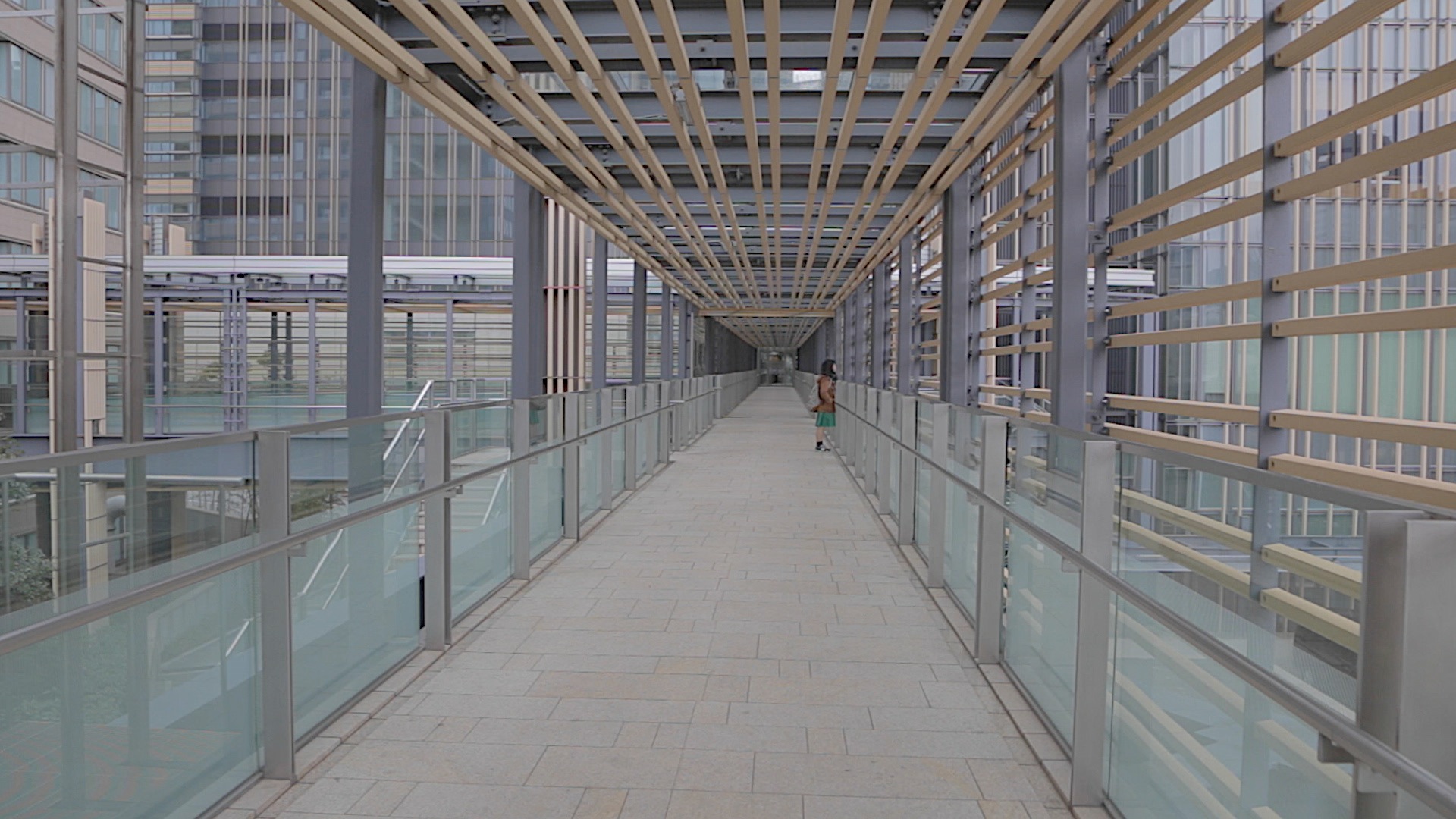 Covered pedestrian walkway in Tokyo