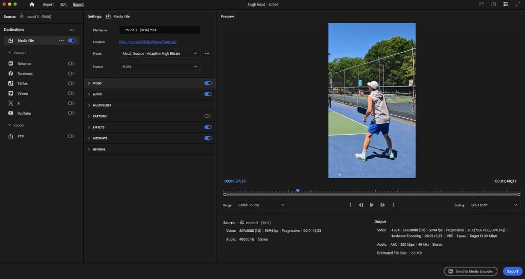 exporting the video auto reframed video in premiere pro