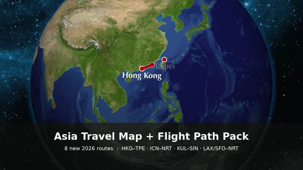 Asia Travel Map and Flight Path Animation Pack cover showing animated Asia routes for YouTube